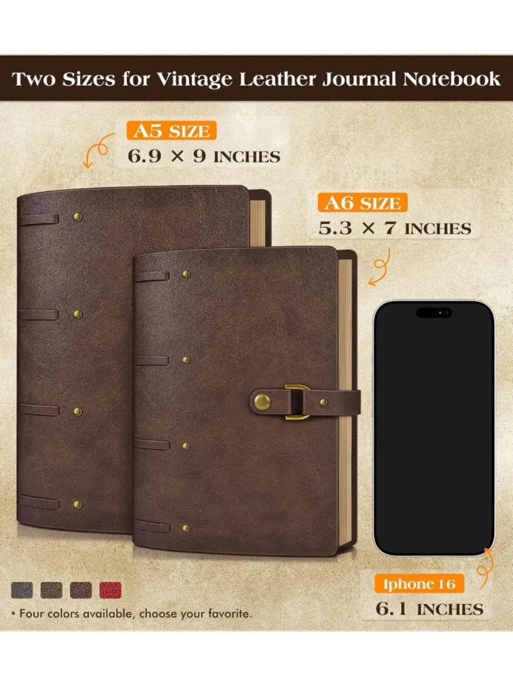 A6 Leather Journal Notebook - 5.3